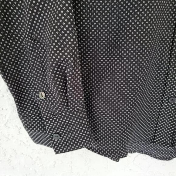 Apt 9 Long Sleeve Button Down Pin Dot Blouse Black White Womens Size M Polyester - Picture 4 of 11